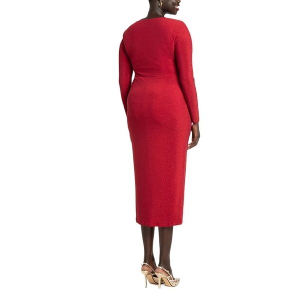 Eloquii || Red Lurex Knit Dress With Cutout - Picture 3 of 3